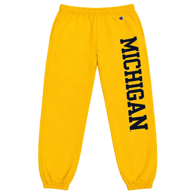 Mens CHAMPION navy Michigan Wolverines Replen Banded Bottom Pant,