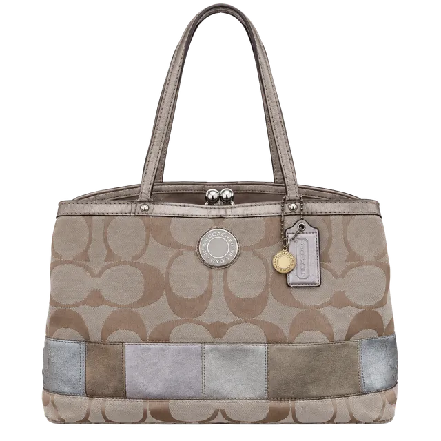 Coach Signature C Metallic Patchwork Tote Bag
