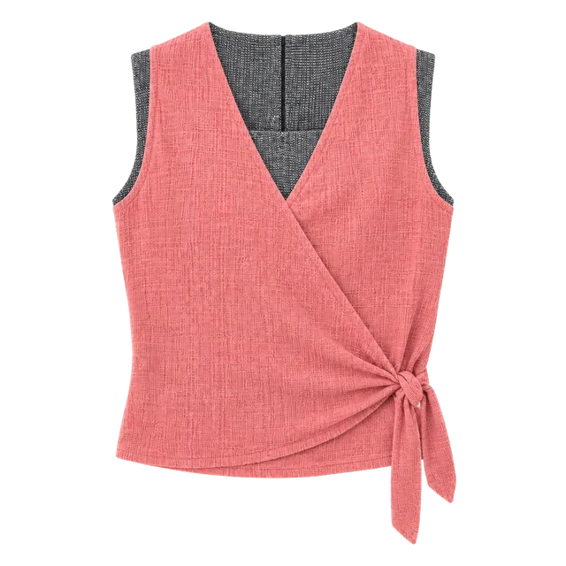 Madewell Texture & Thread Sweet Dahlia Wrap-Tie Tank Top Peach Pink Medium