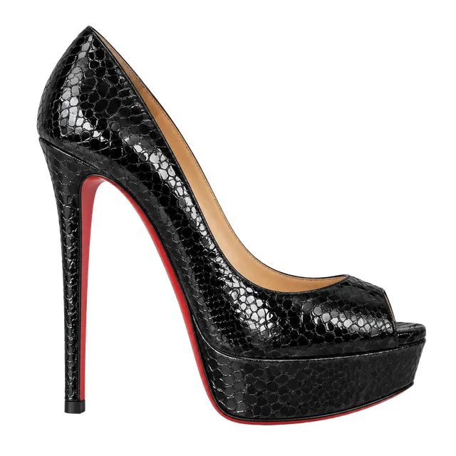 Christian Louboutin Lady Peep Python Pumps Size 40 Black Heels