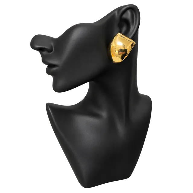 Vintage Gold Tone Chunky Geometric Statement Clip-On Earrings