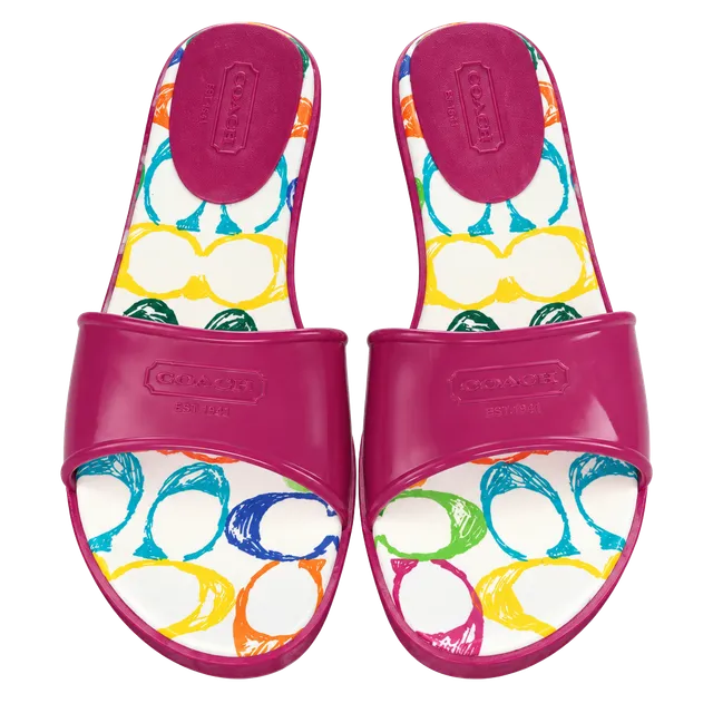 Coach Nichelle Size 8 Punch Pink Jelly Heel Mules