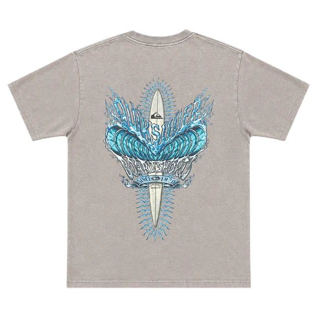 Vintage 90s Quiksilver Surf T-Shirt Dagger Wave Graphic Faded Skate Tee Small