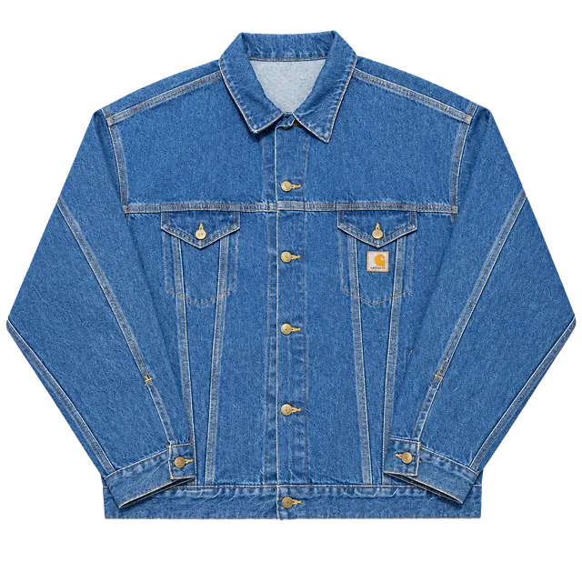 Carhartt J12 DST Blue Denim Jacket Button Front Point Collar Men's XLT Tall