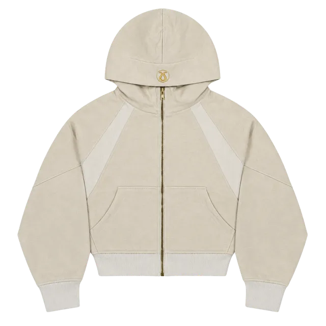 Lululemon Scuba Zip Hoodie Size 8 Beige Gold Logo Crop