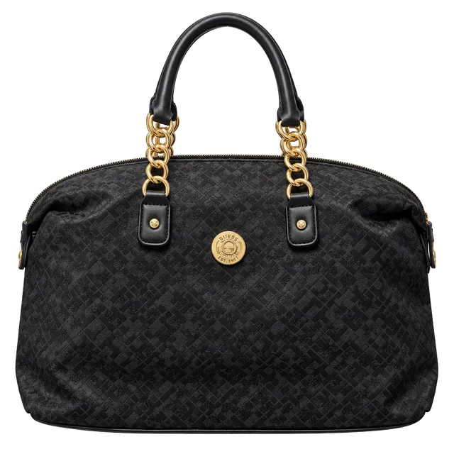 Tommy Hilfiger Monogram Black Satchel Handbag