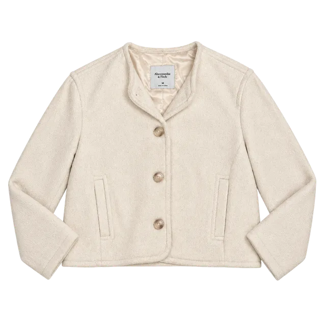 Abercrombie & Fitch Button Jacket Size M Cream Wool Blend
