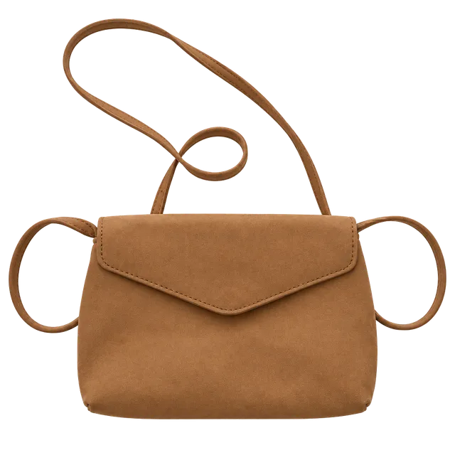 Tan Faux Leather Envelope Crossbody Bag