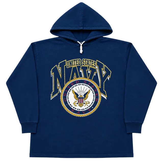 Jostens Sportswear United States Navy Hoodie Size Large Blue Vintage