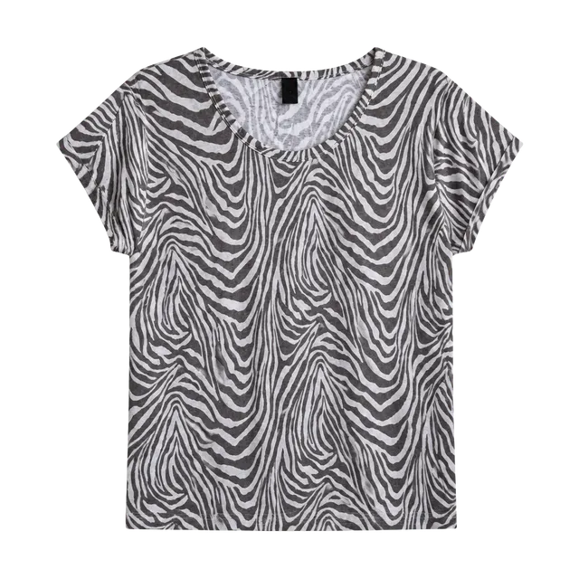 Banana Republic Linen T-Shirt Size S Gray Zebra Print 100% Linen