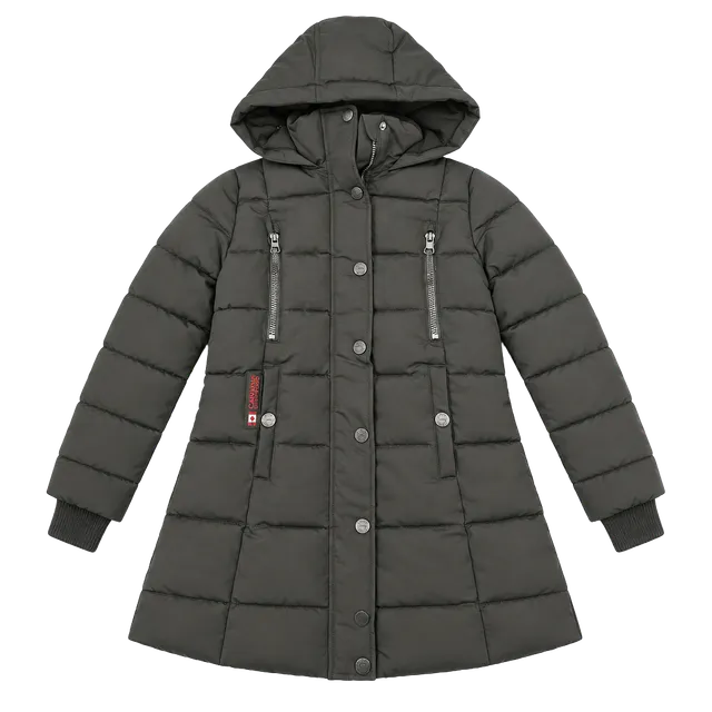Canada Weather Gear kids hooded Puffer Parka Jacket Size 7/8 Black Winter coat 