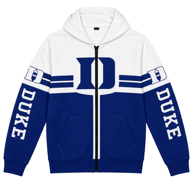 Duke University Zip Up Hoodie Size M Blue White College Jacket