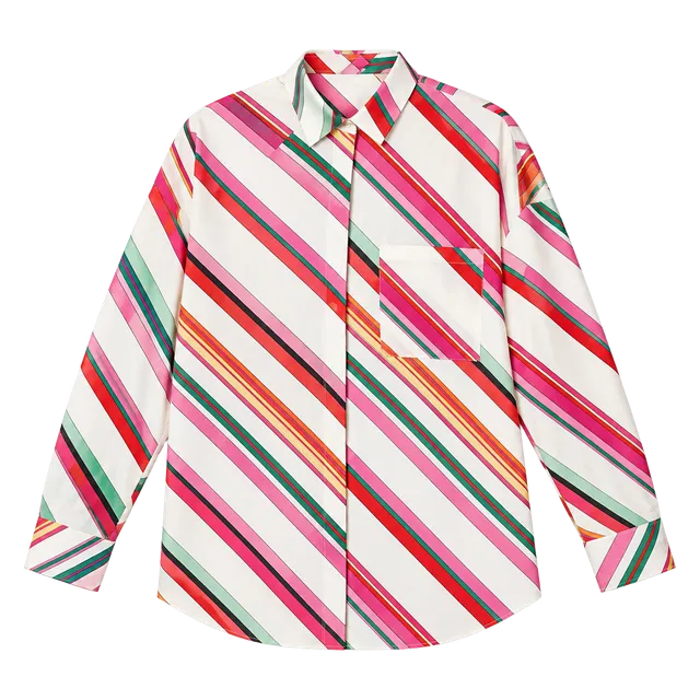 Vici Tropic Chic Striped Button Down Top