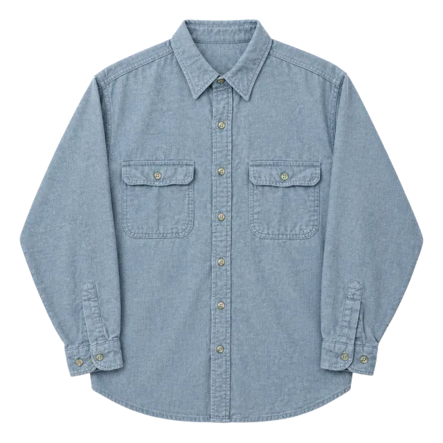 WearGuard Vintage Style 112 Chamois Work Shirt Blue 100% Cotton Made in USA