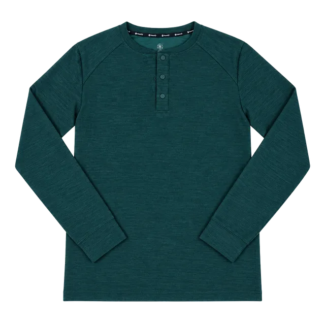 Gaiam Men's Commuter Long Sleeve Henley Size S Green Heather