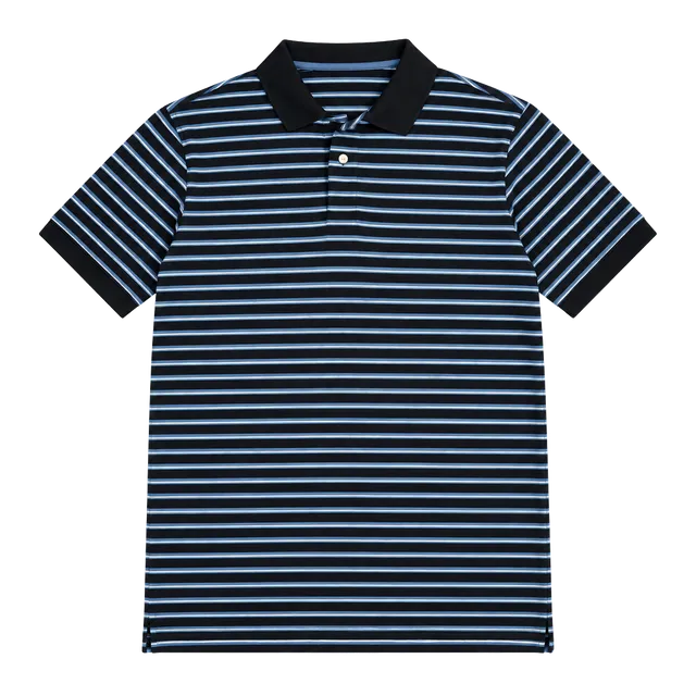 Roundtree & Yorke Gold Label Striped Polo Shirt Size M Blue Cotton