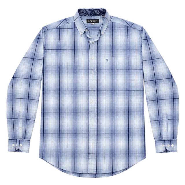 Stetson Long Sleeve Button Down Shirt Size M Blue Plaid