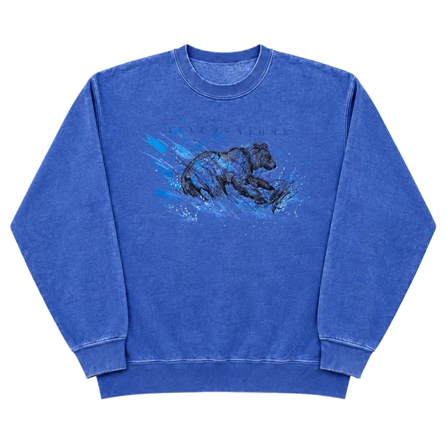 Sutton's Sportswear Yellowstone Bear Sweatshirt Size M Blue Embroidered