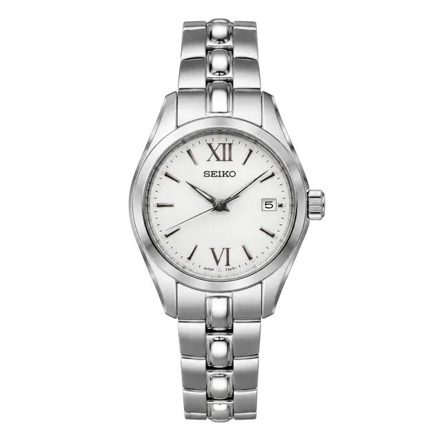 Seiko 7N82-0EG0 Women’s Stainless Steel Quartz Watch White Dial Roman Numerals