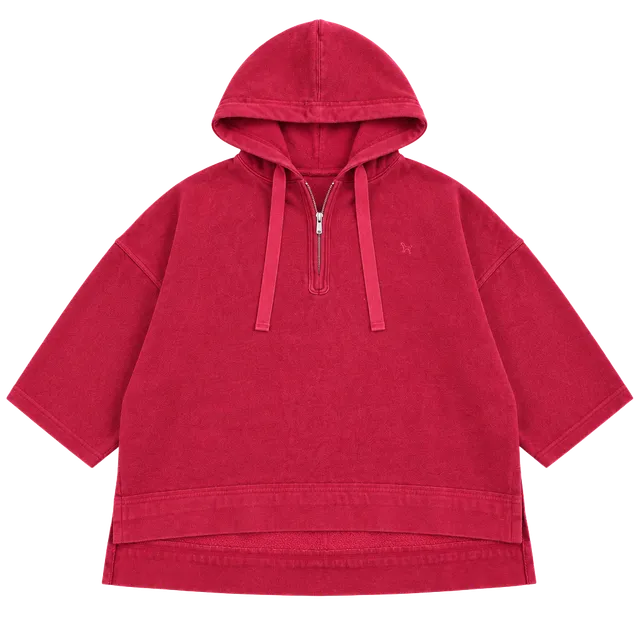 PINK Victoria's Secret Half Zip Hoodie Size M Red Oversized Sweatshirt