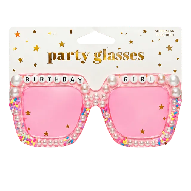 1616 Holdings Pink Birthday Girl Pearl Sprinkles Party Glasses