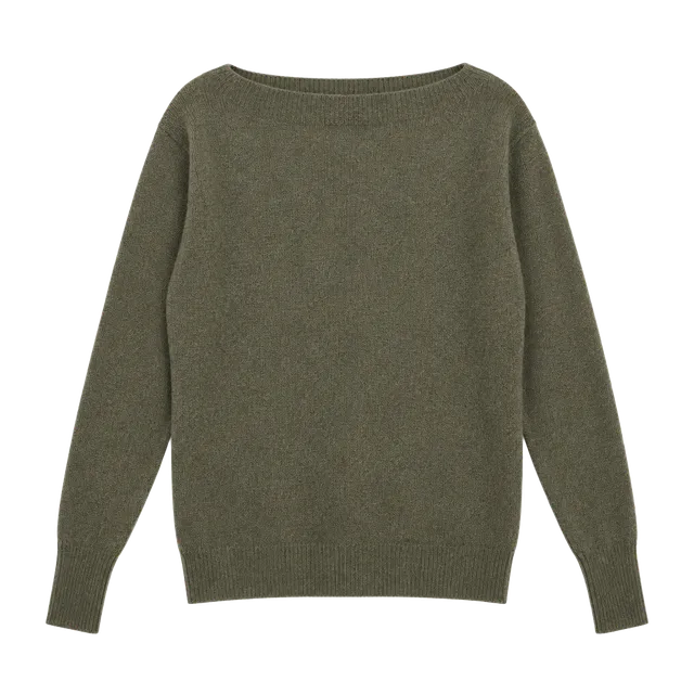 Calvin Klein Sweater Size S Olive Lambswool Angora Boatneck
