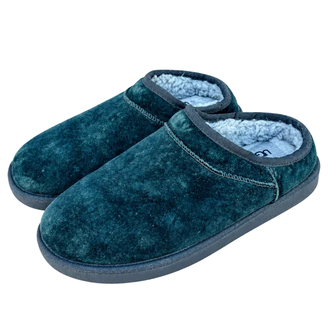 UGG Classic Slipper Black Suede Fur Lined Size 9