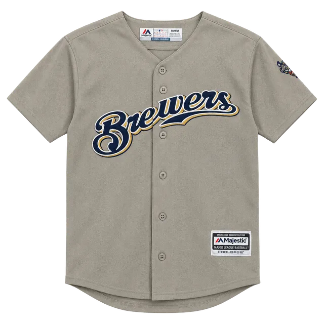 Majestic Milwaukee Brewers Baseball Jersey Size youth M Gray Spring 70