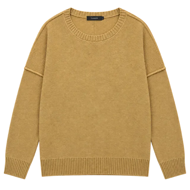 FASHION Sweater Size XL Camel Brown Knit Pullover