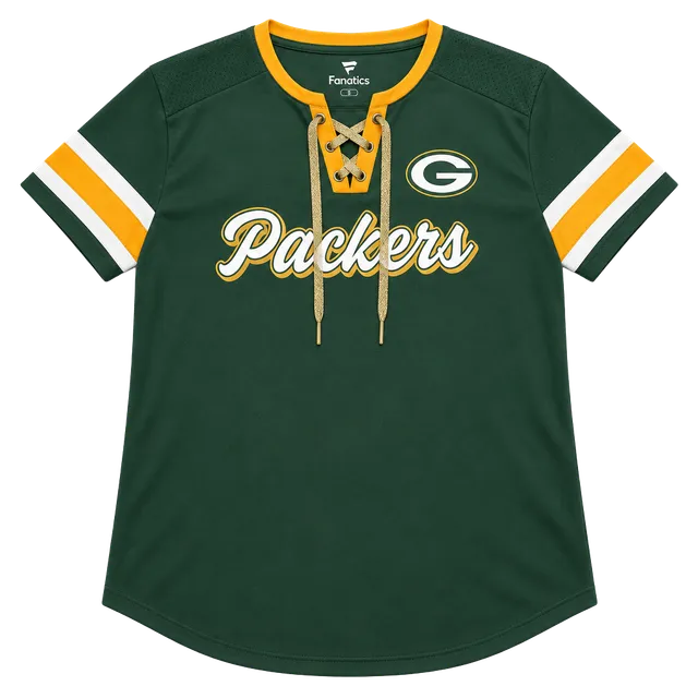 Fanatics Green Bay Packers Lace-Up Jersey Size M Green Gold shimmer sz M
