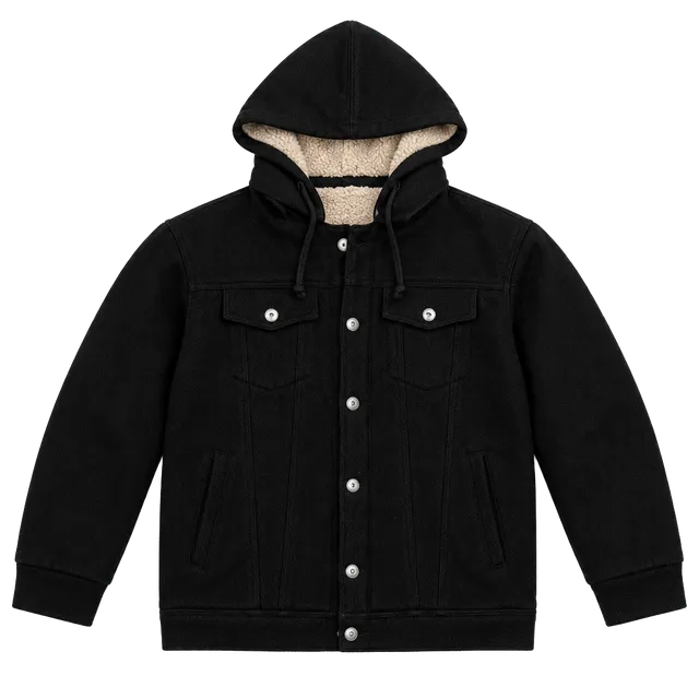 Levi's Sherpa Lined Hooded Trucker Jacket Size Large Black