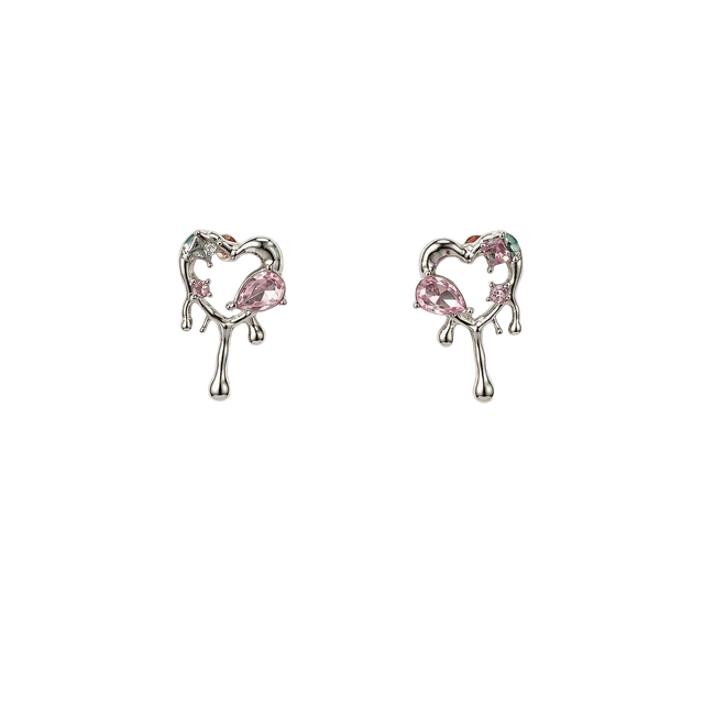 S925 South Korean Design Drip Heart Earrings