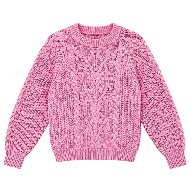 Free People Cable Knit Sweater Pink Med