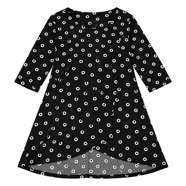Chico's Black White Circle Tunic Asymmetric Hem Dress