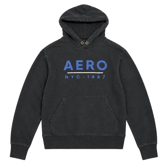 Aeropostale Hoodie Black Blue Logo Sweatshirt