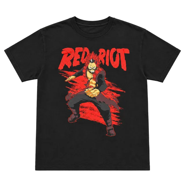 My Hero Academia Red Riot T-Shirt Size M Black Eijiro Kirishima Anime