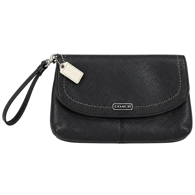Coach Wristlet /Clutch Wallet Black Click Button Pre owned 8 Card Holders