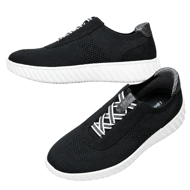 LifeStride Sneakers Black Knit Slip On Shoes size 7.5 