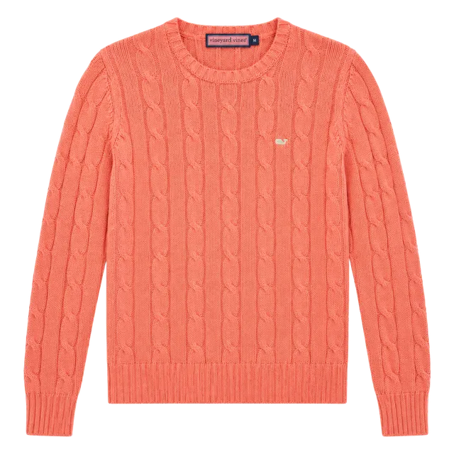 Vineyard Vines Cable Knit Sweater Size M Coral Pink