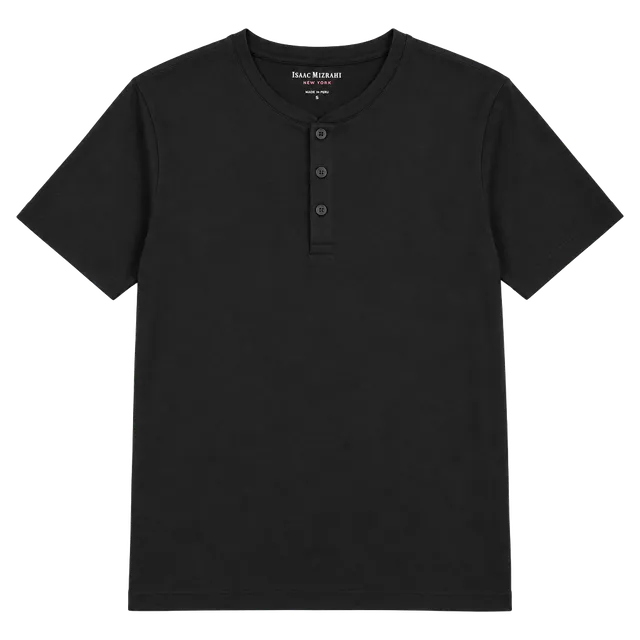 Isaac Mizrahi New York Short Sleeve Henley Shirt Size XL Black
