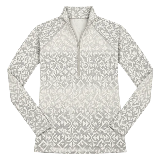 Nike Pro Half Zip Pullover Size S Grey Nordic Fair Isle Print Baselayer