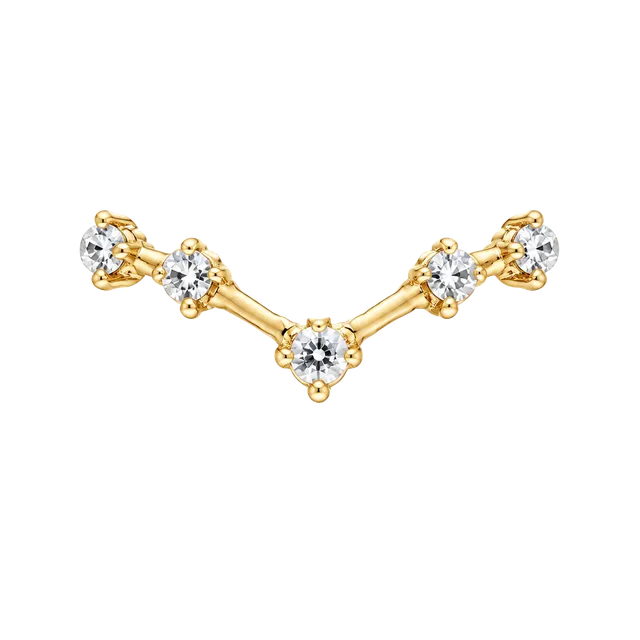 Gold V-Shape 5-Stone CZ Titanium Steel Gold Band Size 6