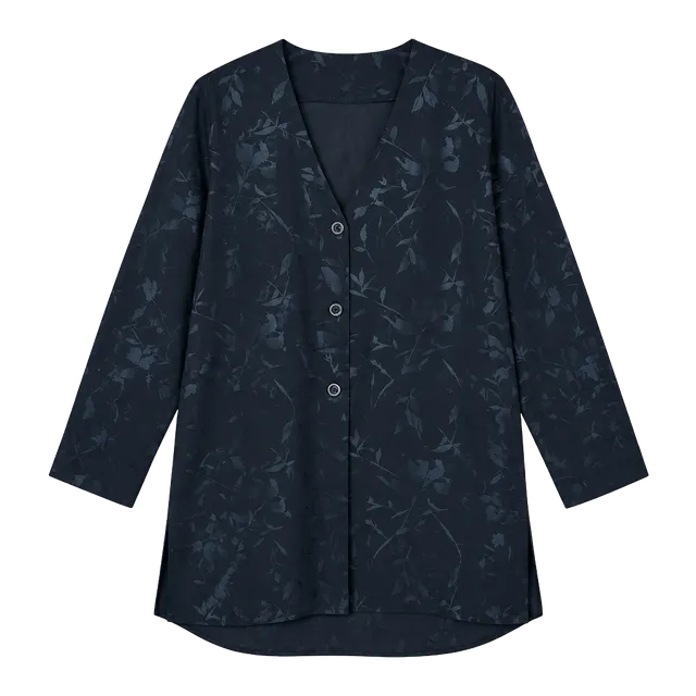 Vintage Leslie Fay Black Floral-Pattern Button Down Sheer Duster Sz 16