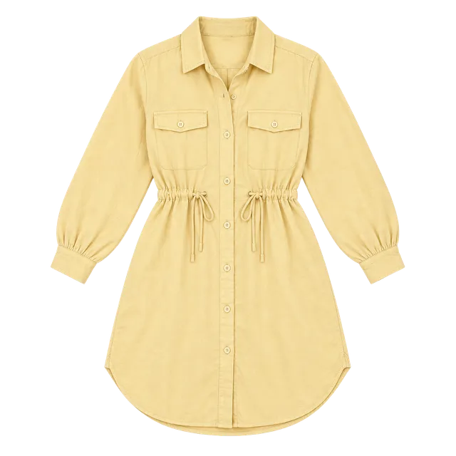 Nasty Gal Yellow Utility Shirt Dress Women’s US 10 Drawstring Waist