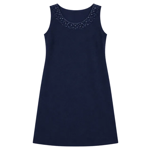 R&M Richards Embellished Neckline Midi Dress Size 1X Navy Blue