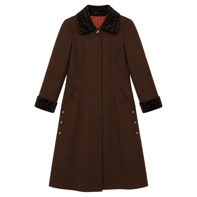 Alorna Wool Blend Petite Coat Leopard Collar Size Petite