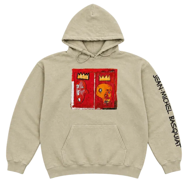 Jean-Michel Basquiat Hoodie Size XL Cream Graphic Art Pullover