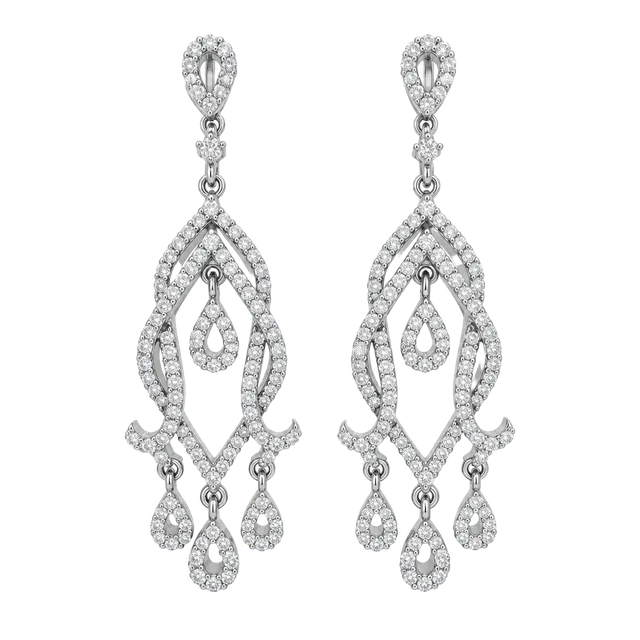 Sterling Silver Chandelier CZ Wedding Earrings,