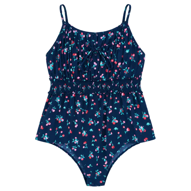 Torrid Cherry Print One Piece Bodysuit Black Pink Blue Plus Size 4 Adjustable