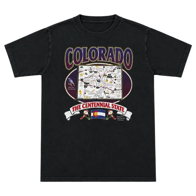 Vintage Colorado Dark Green Centennial State Map T-Shirt Size M 